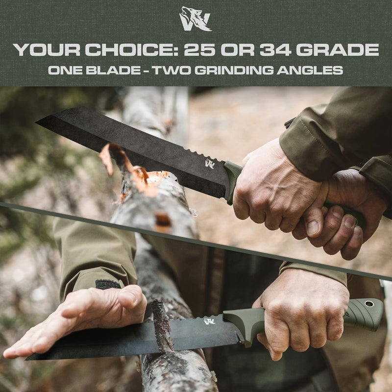 ODENWOLF W Machete - Survival Machete Full Tang with Sheath - Strong D2 Steel Knife Machete for Cutting Trees, for Yard Work, and for Bushcrafting and Big Tactical Knife with TPE-Handle - Image 4